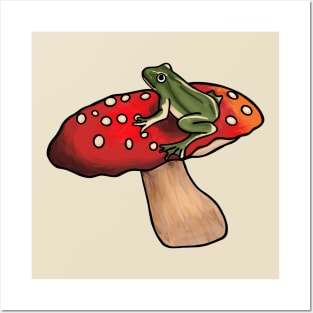 Frog on a Mushroom Posters and Art